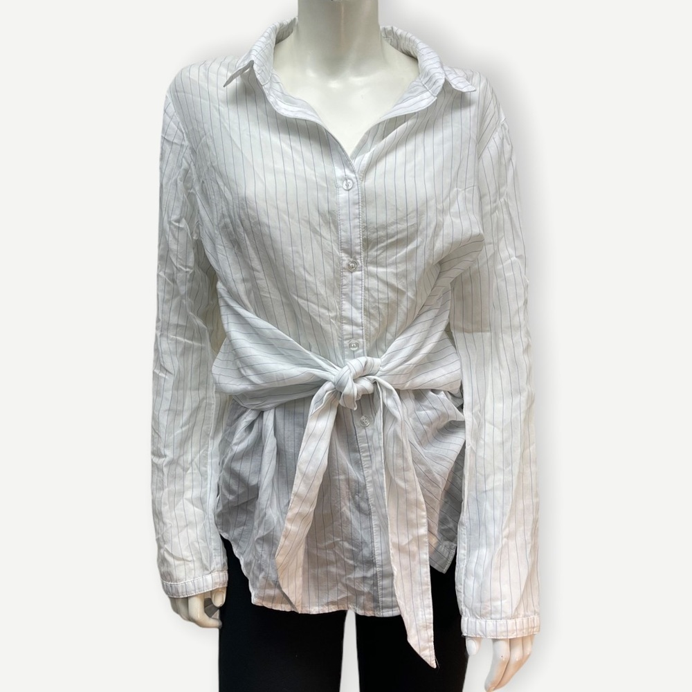 Cloth &‎ STONE striped button down tie front top